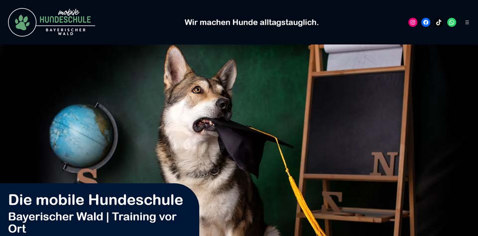 Agentur-Referenz: Website Toms Hundeschule - Bayerischer Wald